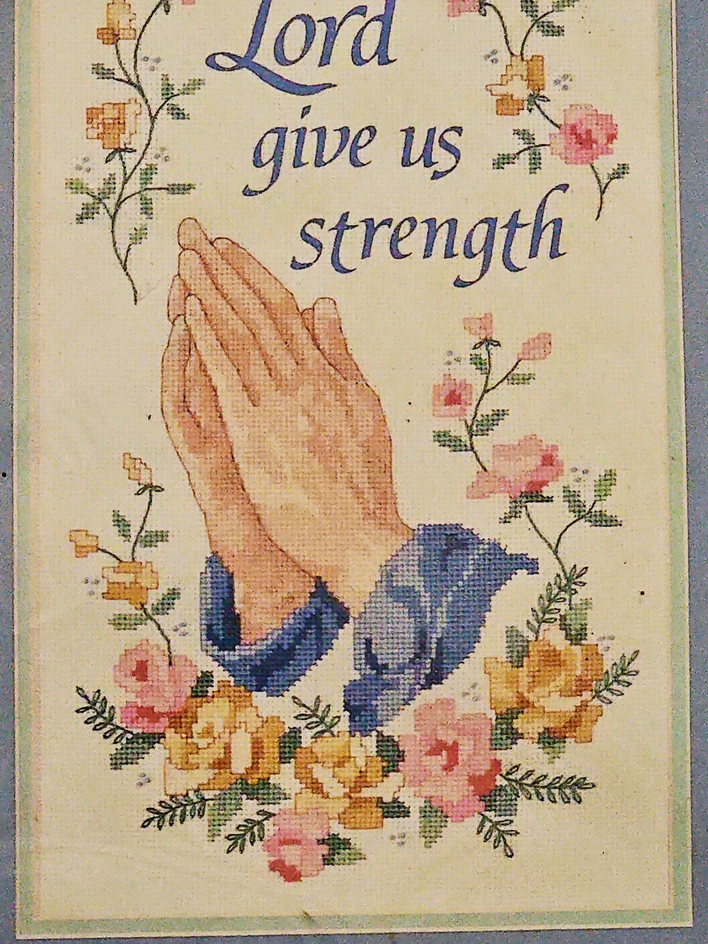 Dimensions 'Lord Give Us Strength' Blue Prayer Cross Stitch Wall Art Kit